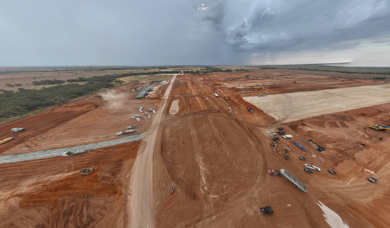 Aerial of campus-wide earthwork at the Hall County campus, August 28, 2026